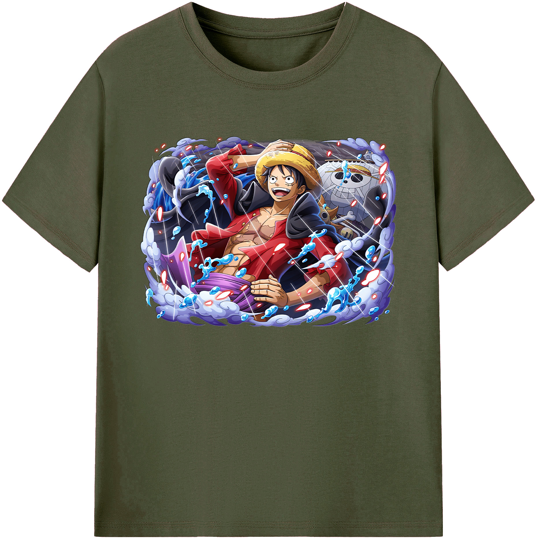 ワンピース モンキー・D・ルフィ ONE PIECE Monkey D. Luffy 綿100％ メンズ半袖Tシャツ｜肌触りやわらか＆通気性